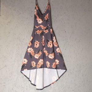 Gray and rose colored dress